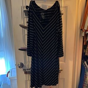 Maurices Black and White Chevron Long Sleeve Dress
